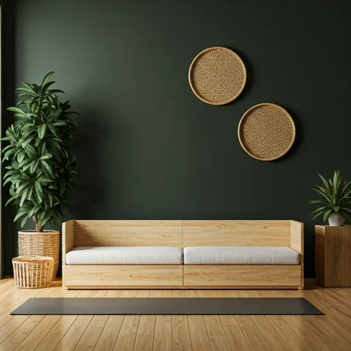 Interior living room with yoga studio vibe